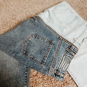 Revice denim skinny jeans & functional zipper running from front to back 2 toned
